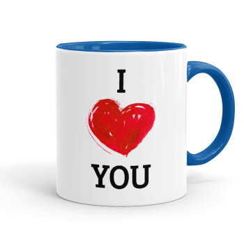I Love You, Mug colored blue, ceramic, 330ml