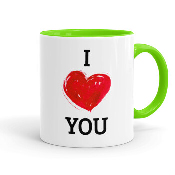 I Love You, Mug colored light green, ceramic, 330ml