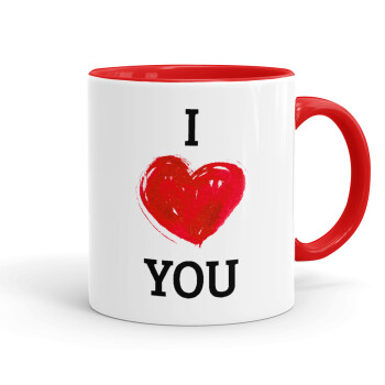 I Love You, Mug colored red, ceramic, 330ml