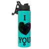 Metallic water bottle with safety lid, 850ml aluminum