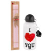 Easter Set, metallic aluminum bottle (500ml) & aromatic flat Easter candle (30cm) (PINK)