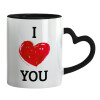 Mug heart black handle, ceramic, 330ml