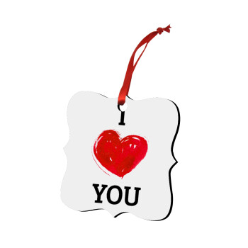 I Love You, Christmas ornament polygon wooden 7.5cm