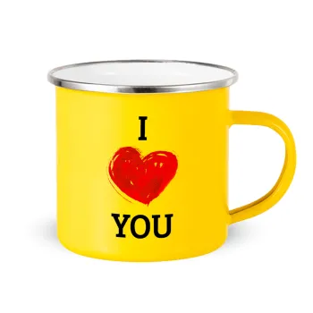I Love You, Κούπα Μεταλλική εμαγιέ Κίτρινη 360ml
