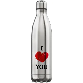 I Love You, Inox (Stainless steel) hot metal mug, double wall, 750ml