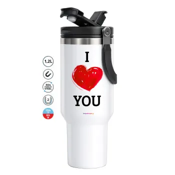 I Love You, Mega Stainless steel Tumbler with lid, double wall 1,2L