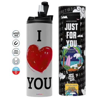 I Love You, Tumbler stainless steel GREY 600ml