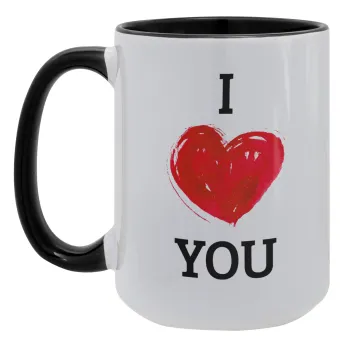 I Love You, Κούπα Mega 15oz, κεραμική Μαύρη, 450ml