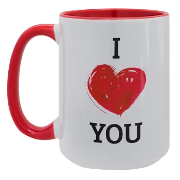 I Love You, Κούπα Mega 15oz, κεραμική Κόκκινη, 450ml