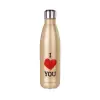 Glitter gold stainless steel thermos bottle, double-walled, 500ml