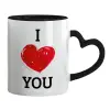 Mug heart black handle, ceramic, 330ml