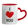 Mug heart red handle, ceramic, 330ml