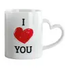 Mug heart handle, ceramic, 330ml