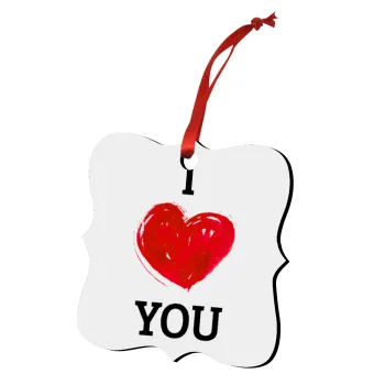 I Love You, Christmas ornament polygon wooden 7.5cm