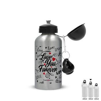 Love You Forever, Metallic water jug, Silver, aluminum 500ml