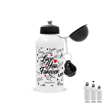 Love You Forever, Metal water bottle, White, aluminum 500ml