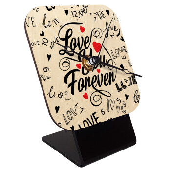 Love You Forever, Quartz Table clock in natural wood (10cm)