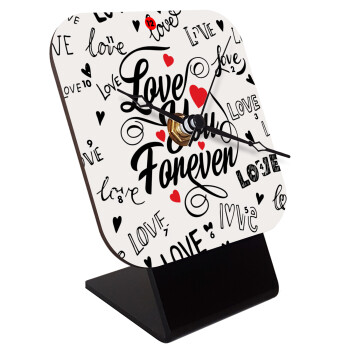 Love You Forever, Quartz Wooden table clock with hands (10cm)