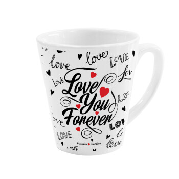Love You Forever, Κούπα κωνική Latte Λευκή, κεραμική, 300ml