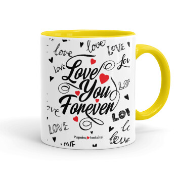 Love You Forever, Mug colored yellow, ceramic, 330ml