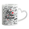 Mug heart handle, ceramic, 330ml