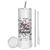 Tumbler stainless steel 600ml, with metal straw & cleaning brush