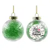 Transparent Christmas tree ball ornament with green filling 8cm