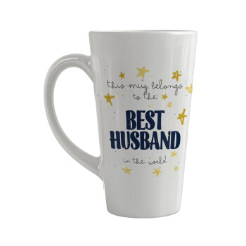 This mug belongs to the BEST HUSBAND  in the world!, Κούπα κωνική Latte Μεγάλη, κεραμική, 450ml