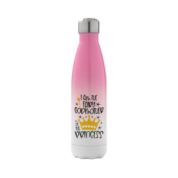 I am the fairy Godmother of the Princess, Metal mug thermos Pink/White (Stainless steel), double wall, 500ml