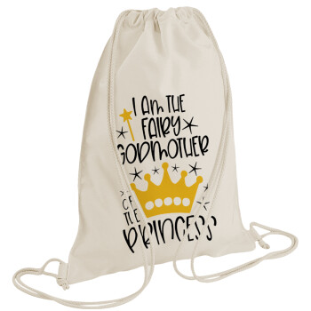 I am the fairy Godmother of the Princess, Τσάντα πλάτης πουγκί GYMBAG natural (28x40cm)