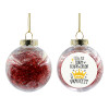 Transparent Christmas tree ball ornament with red filling 8cm