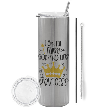 I am the fairy Godmother of the Princess, Tumbler stainless steel Silver 600ml, with metal straw & cleaning brush
