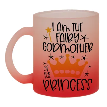 I am the fairy Godmother of the Princess, Κούπα γυάλινη δίχρωμη με βάση το κόκκινο ματ, 330ml