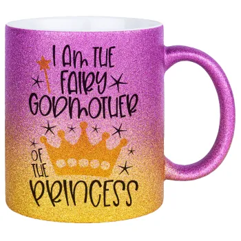 I am the fairy Godmother of the Princess, Κούπα Χρυσή/Ροζ Glitter, κεραμική, 330ml