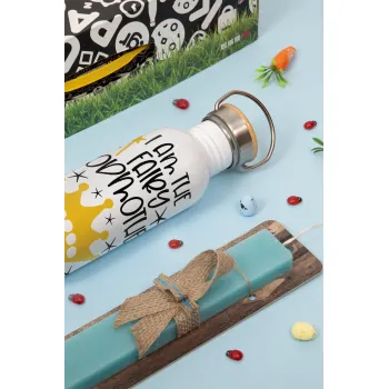 I am the fairy Godmother of the Princess, Πασχαλινή Λαμπάδα με παγούρι μεταλλικό (620ml, stainless steel) & κερί αρωματικό πλακέ (30cm) (ΤΙΡΚΟΥΑΖ)