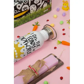 I am the fairy Godmother of the Princess, Πασχαλινή Λαμπάδα με παγούρι μεταλλικό (620ml, stainless steel) & κερί αρωματικό πλακέ (30cm) (ΡΟΖ)