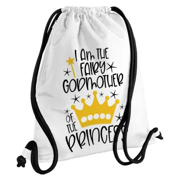 I am the fairy Godmother of the Princess, Backpack pouch GYMBAG white, with pocket (40x48cm) & thick cords
