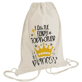I am the fairy Godmother of the Princess, Τσάντα πλάτης πουγκί GYMBAG natural (28x40cm)