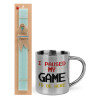 Easter Set, metallic thermal cup (300ml) & aromatic flat Easter candle (30cm) (TURQUOISE)