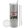Tumbler stainless steel Silver 600ml, with metal straw & cleaning brush