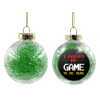 Transparent Christmas tree ball ornament with green filling 8cm