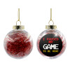 Transparent Christmas tree ball ornament with red filling 8cm