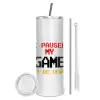 Tumbler stainless steel 600ml, with metal straw & cleaning brush