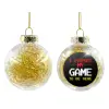 Transparent Christmas tree ball ornament with gold filling 8cm