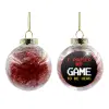 Transparent Christmas tree ball ornament with red filling 8cm