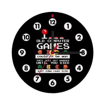 OLD computer games couldn't be won just like real life!, Wooden wall clock (20cm)