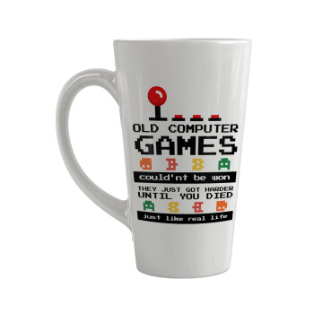 OLD computer games couldn't be won just like real life!, Κούπα κωνική Latte Μεγάλη, κεραμική, 450ml