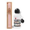 Easter Set, metallic aluminum bottle (500ml) & aromatic flat Easter candle (30cm) (PINK)