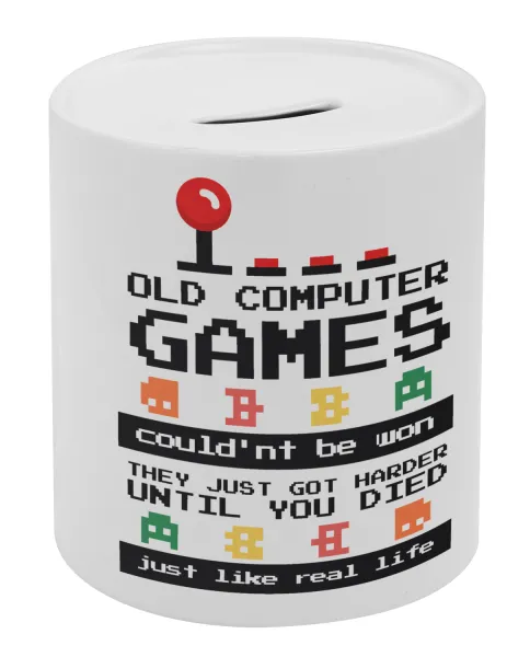 OLD computer games couldn't be won just like real life! — Porcelain money box with stopper