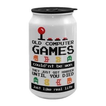 OLD computer games couldn't be won just like real life!, Κούπα ταξιδιού μεταλλική με καπάκι (tin-can) 500ml